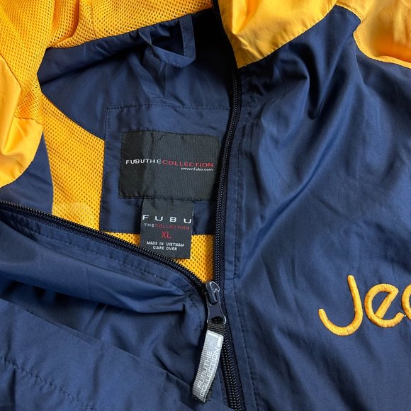 Vintage FUBU Collection Men's Size XL Blue Yellow Rain Coat Windbreaker Jacket - Picture 5 of 7